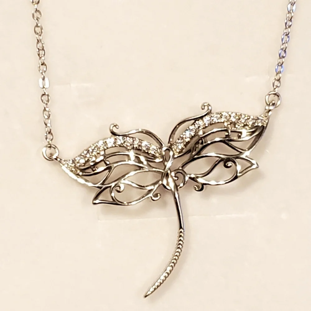 NEW Sterling Diamond Dragonfly Music(Treble Cleff)Note Necklace - Picture 3 of 10